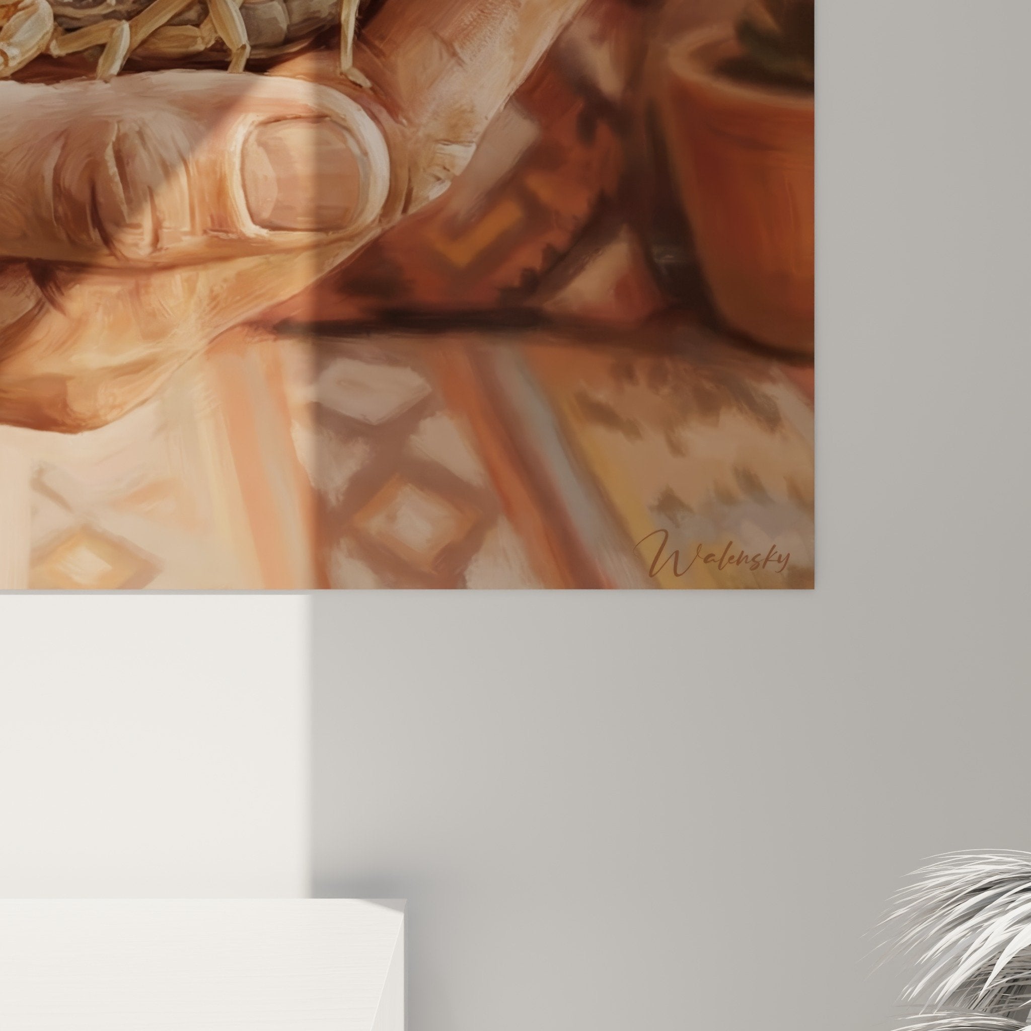 Gesamtansicht Skorpion-Kunstdruck in Ocker-Tönen moderne Innenausstattung Skorpion-Edition