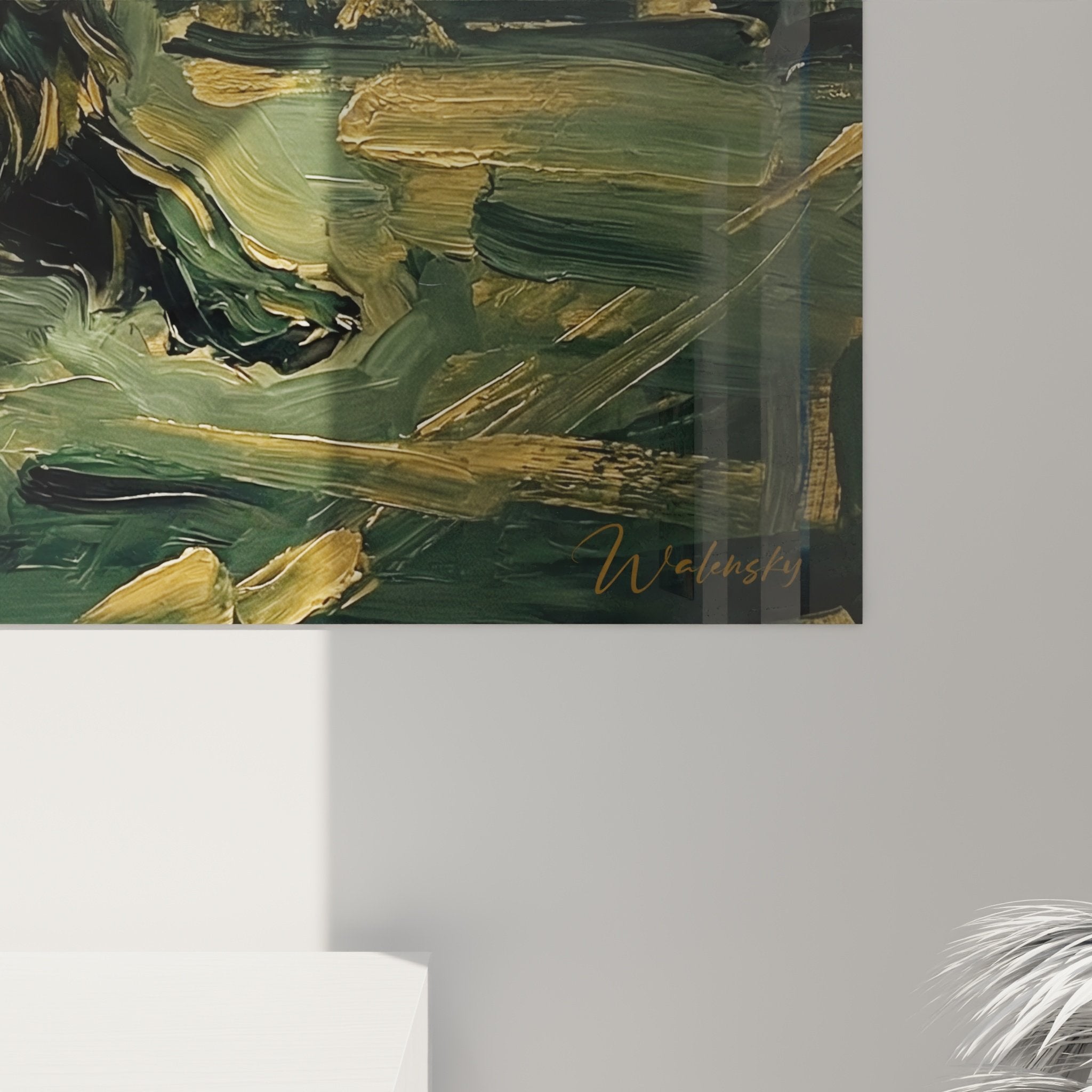 vue ensemble tableau scottish terrier noir dore style expressionniste art mural contemporain