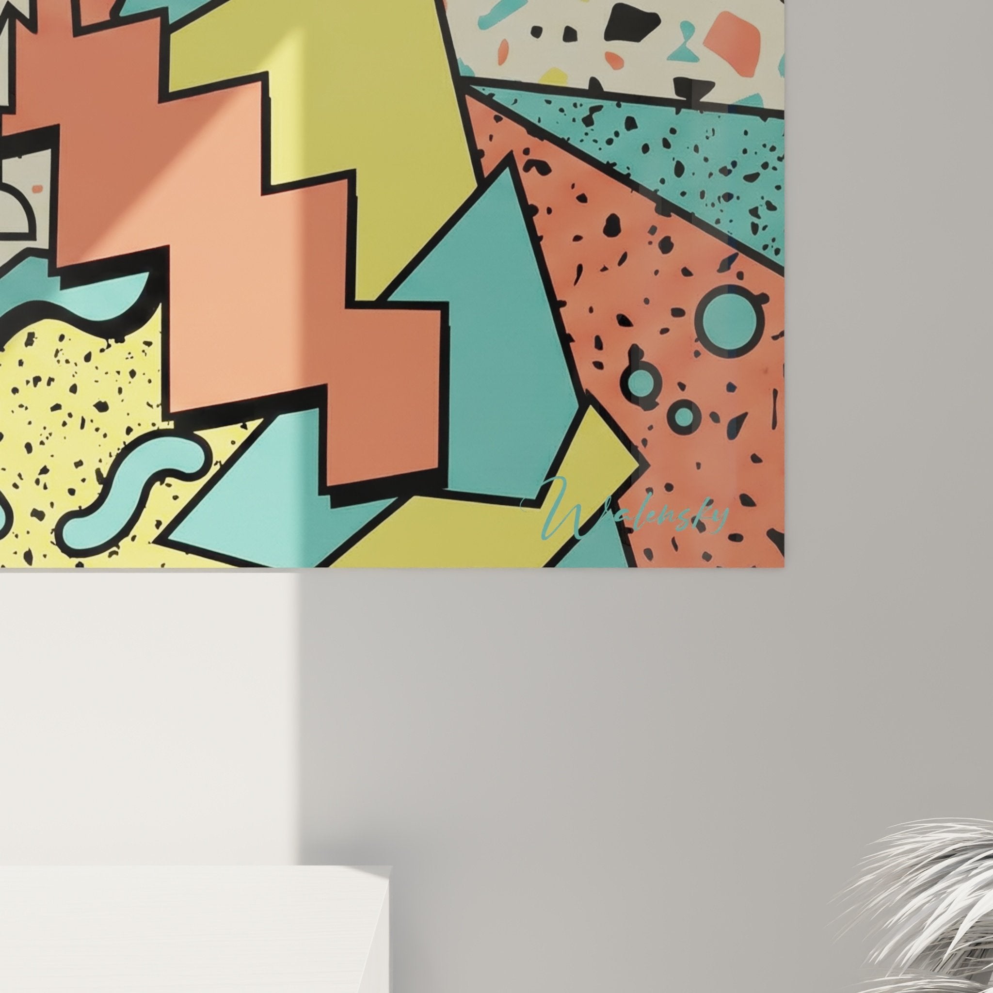 Vue ensemble tableau mural Shih Tzu style pop art moderne decoration interieur contemporain