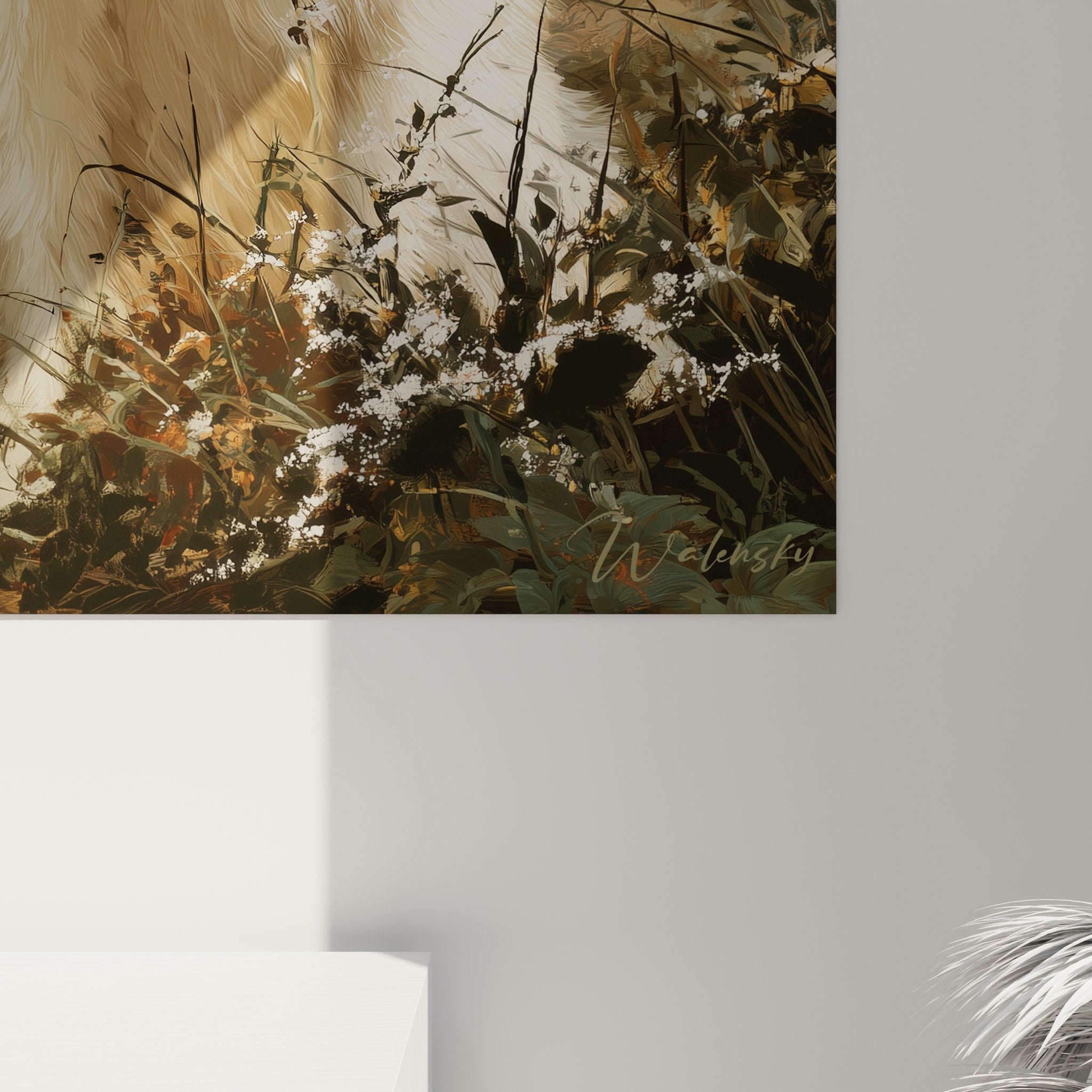 vue ensemble tableau spitz japonais foret automnale decoration interieur style naturel