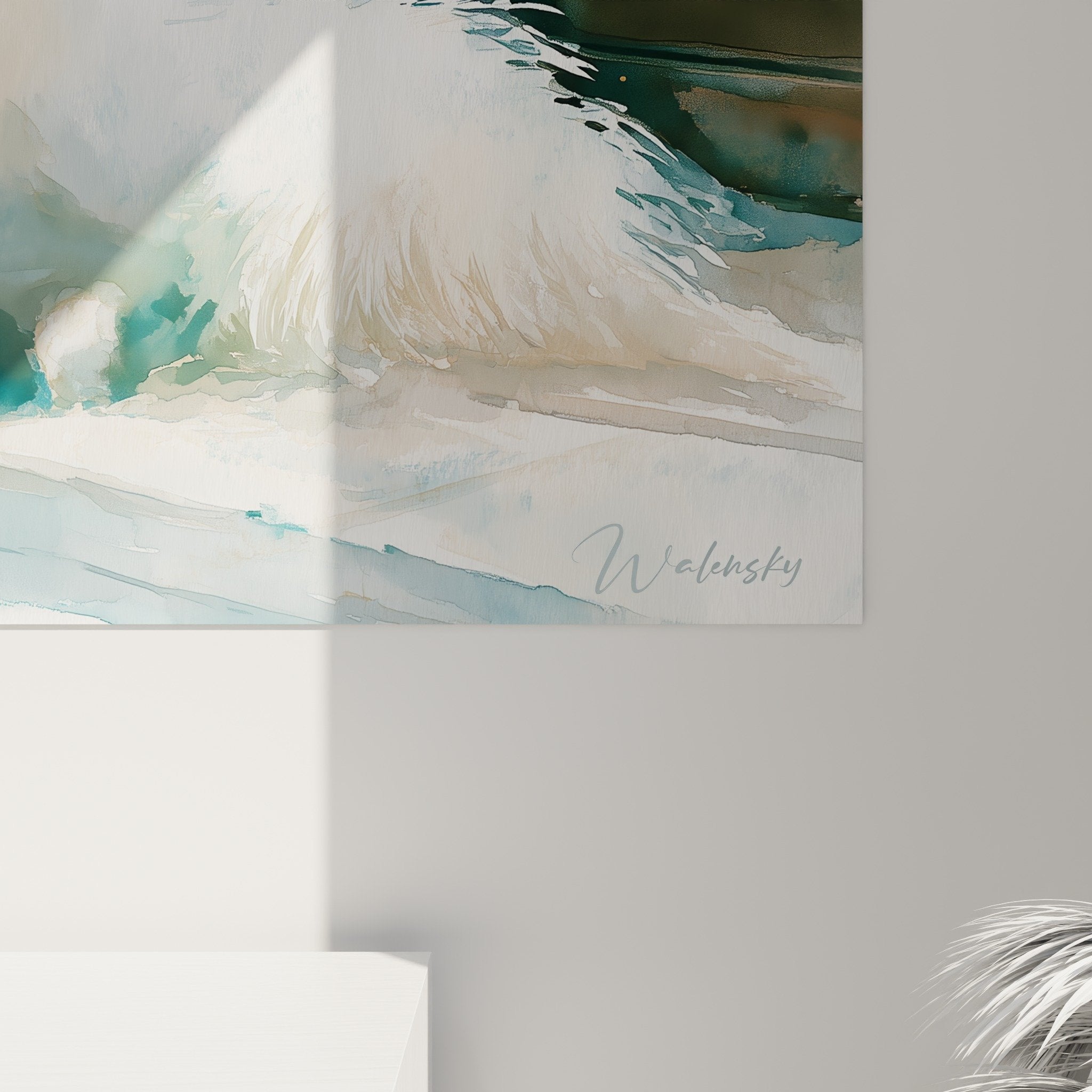 Vue ensemble tableau spitz japonais blanc fenetre aquarelle decoration interieur lumineux