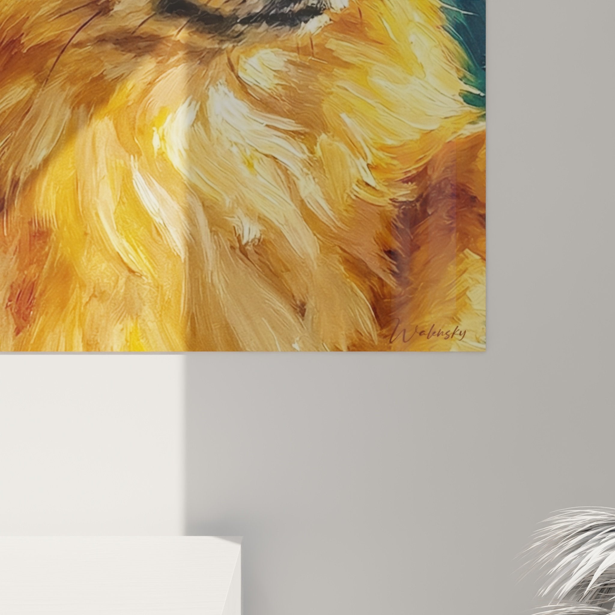 vue ensemble tableau spitz pomeranien portrait animalier decoration interieur