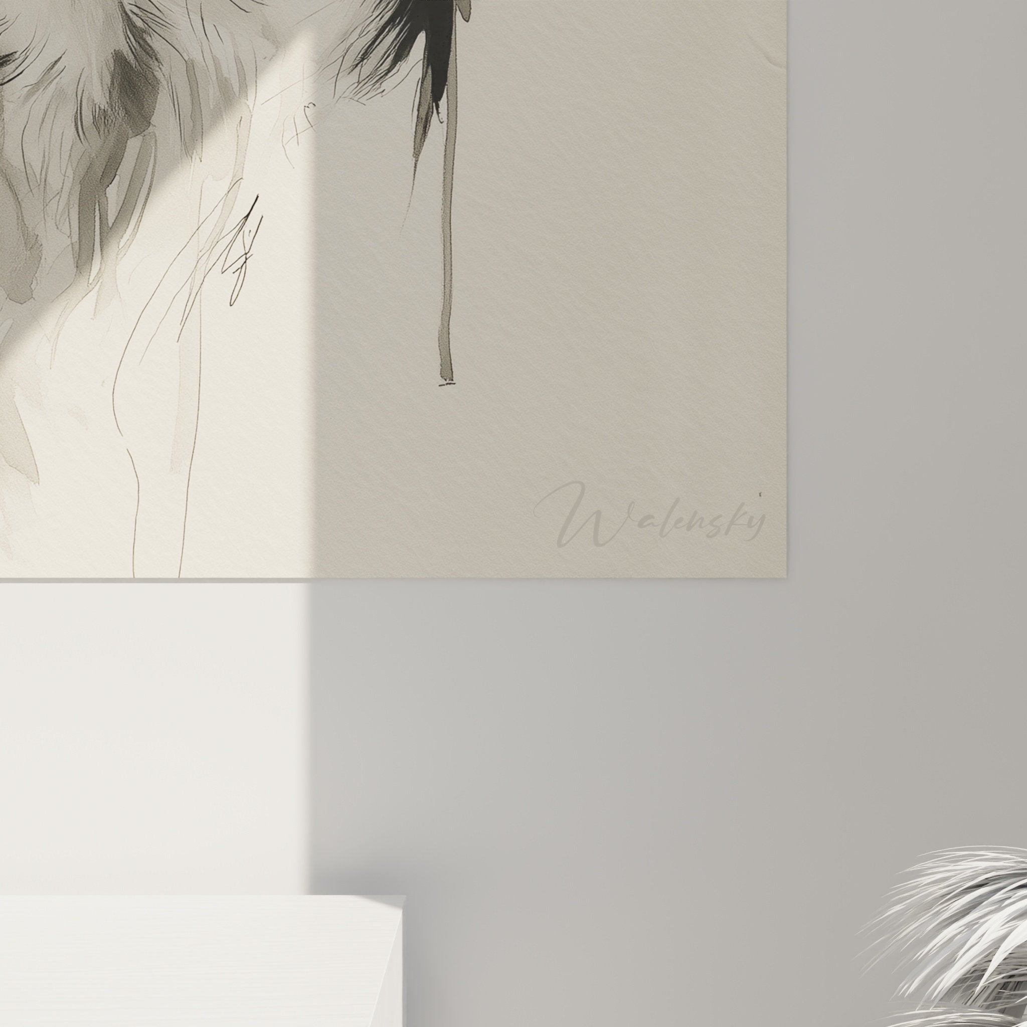 Vue ensemble tableau portrait Springer Anglais monochrome décoration intérieure élégante