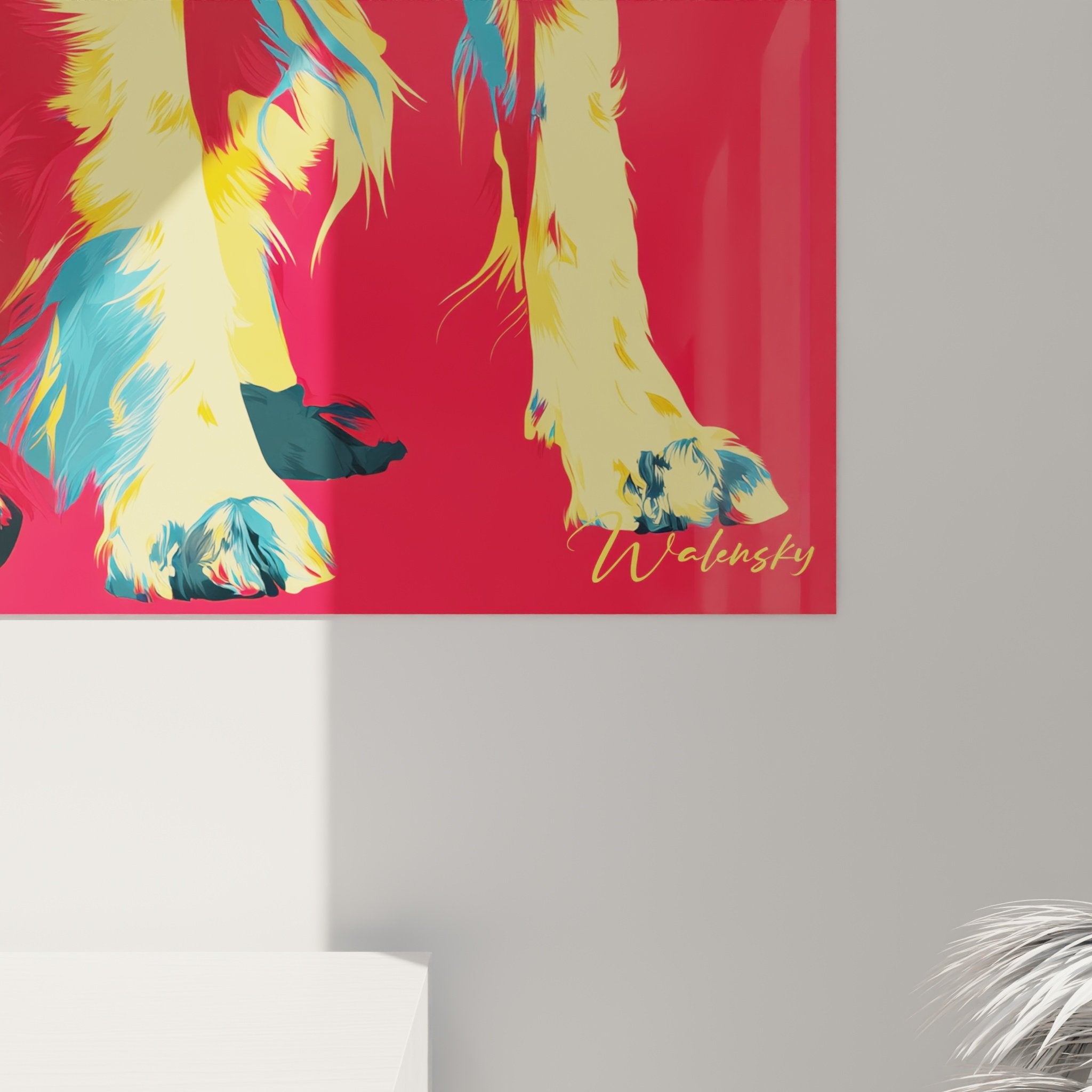 Vue ensemble tableau springer anglais pop art salon moderne decoration contemporaine