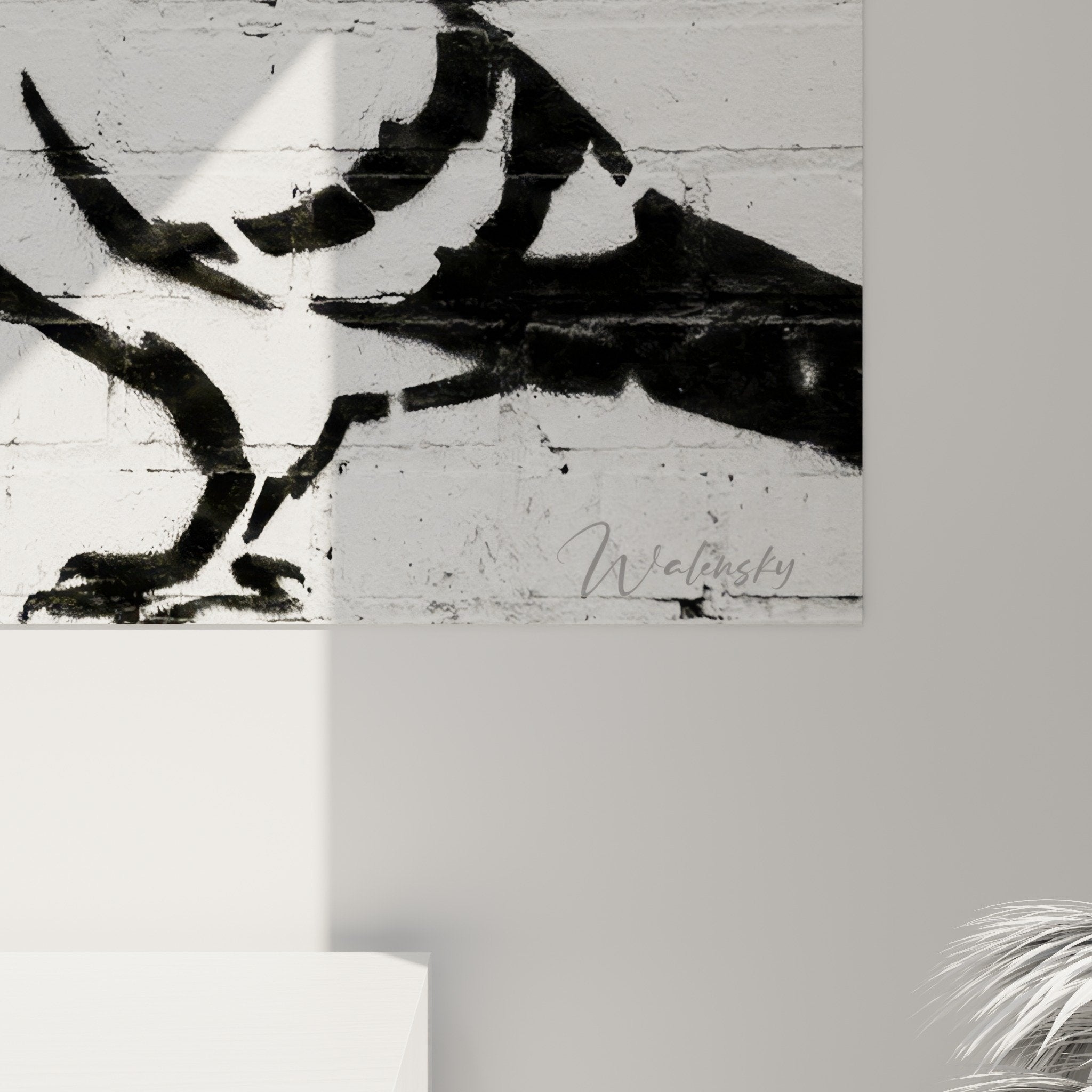 Vue ensemble tableau street art pigeons urbain decoration interieur moderne