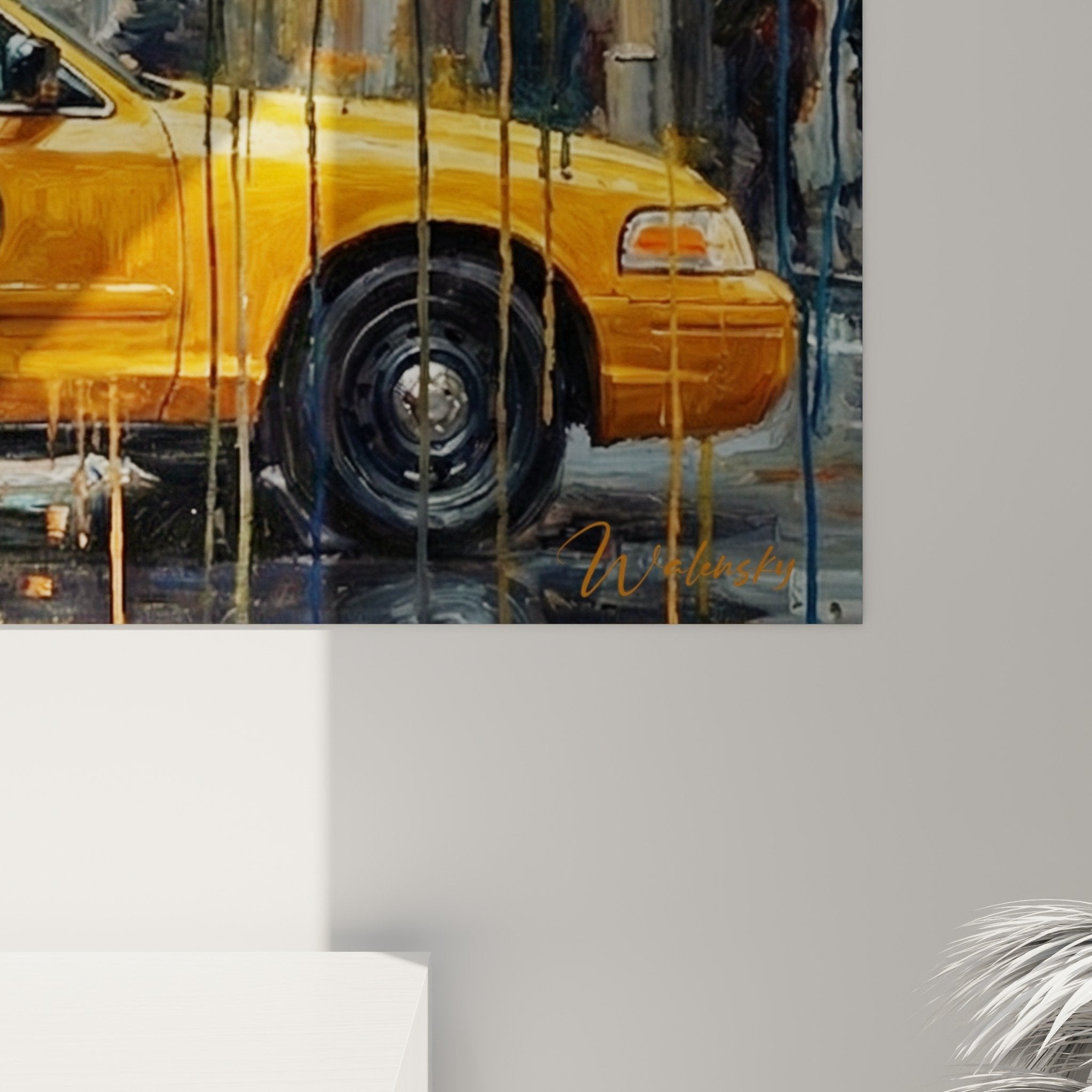 Vue ensemble tableau taxi Manhattan salon moderne decoration murale urbaine