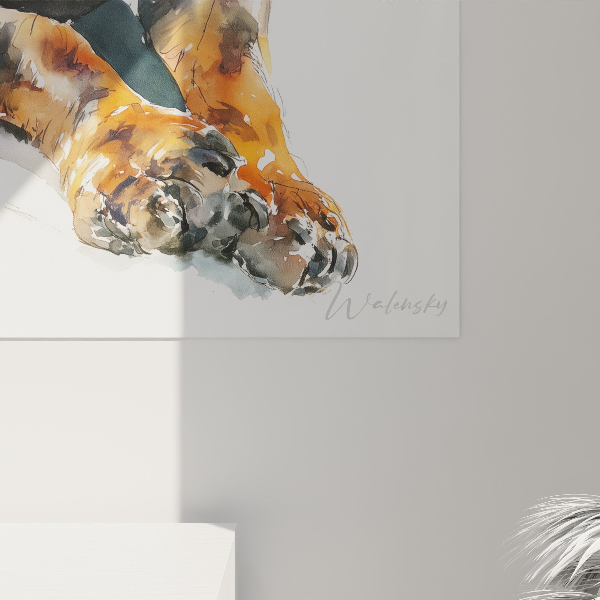 Gesamtansicht Dackel-Porträt Gemälde Tiermotiv zeitgenössische Inneneinrichtung