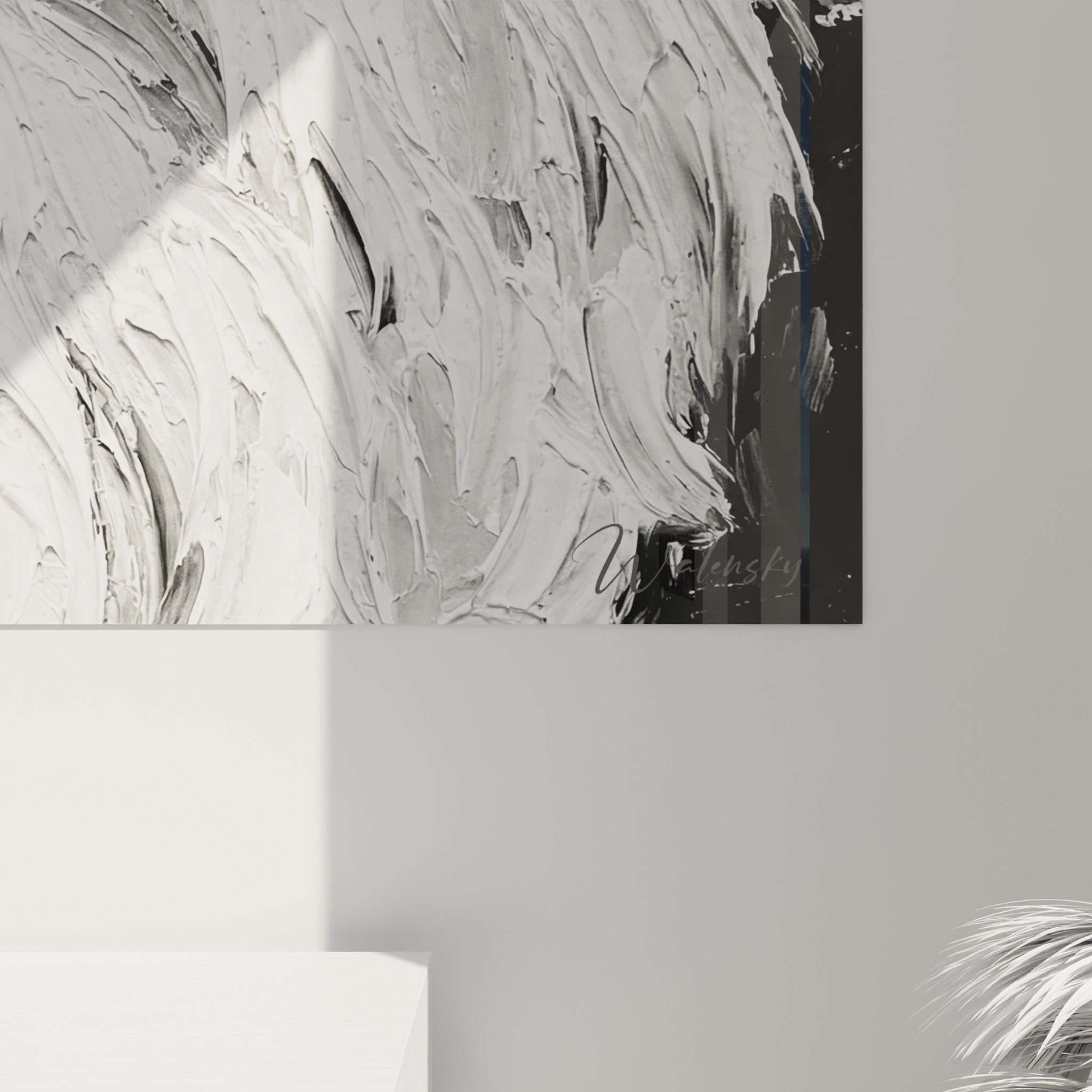 Vue d'ensemble tableau West Highland White Terrier monochrome, art mural contemporain pour salon moderne