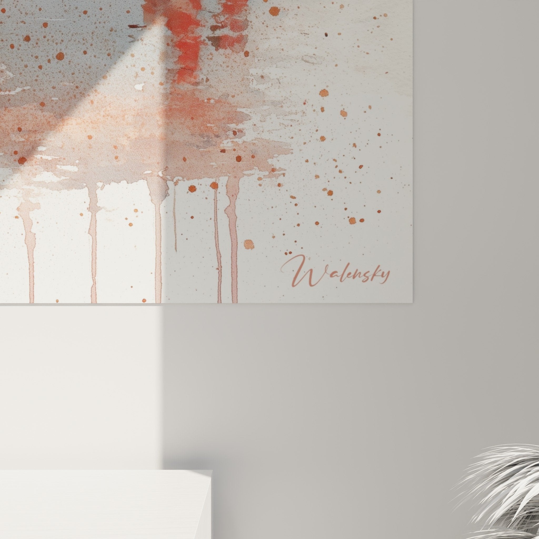 Vue ensemble tableau torii japonais rouge dans brume bleue, style aquarelle contemporain avec mont Fuji