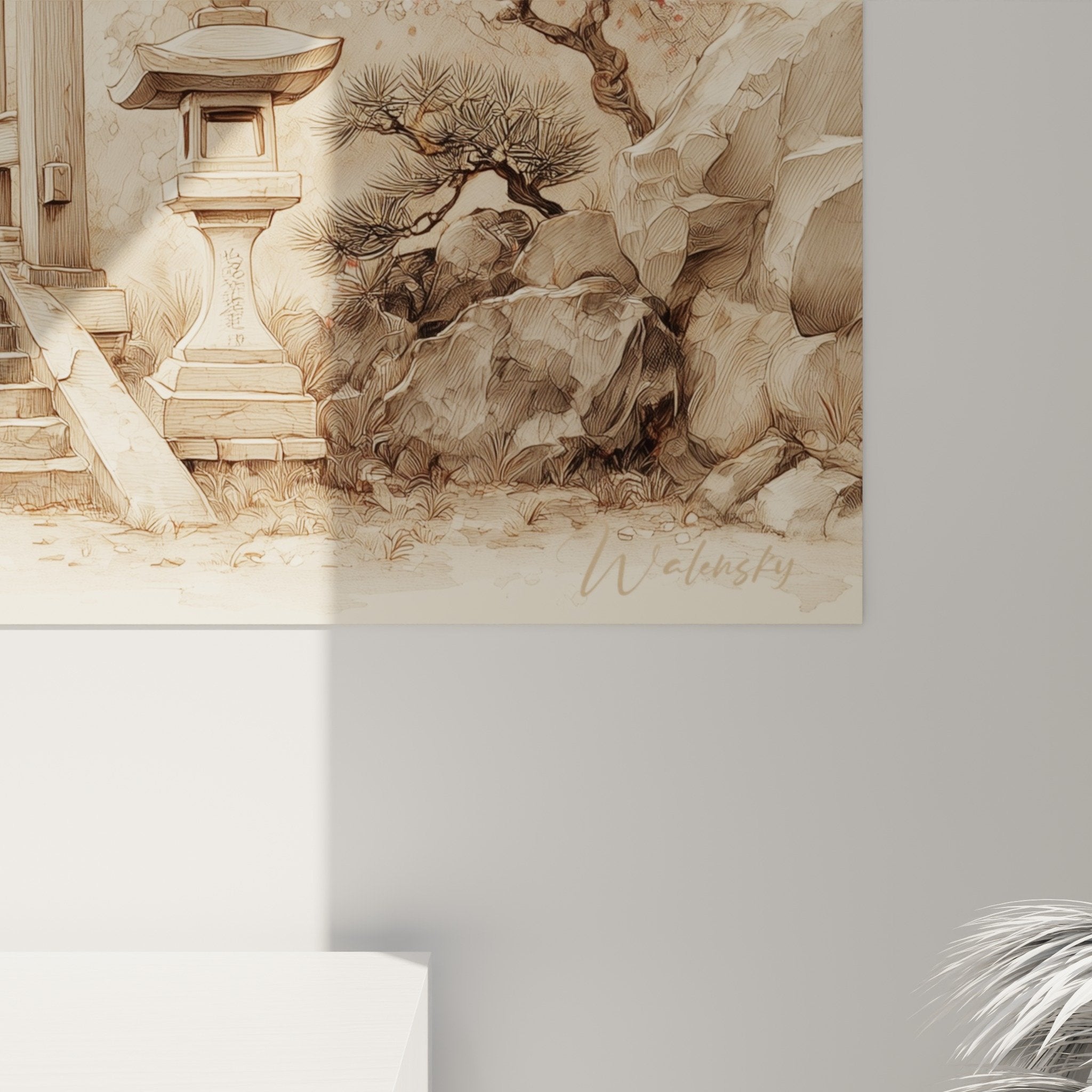 vue ensemble tableau torii japonais decoration interieur style zen japonais