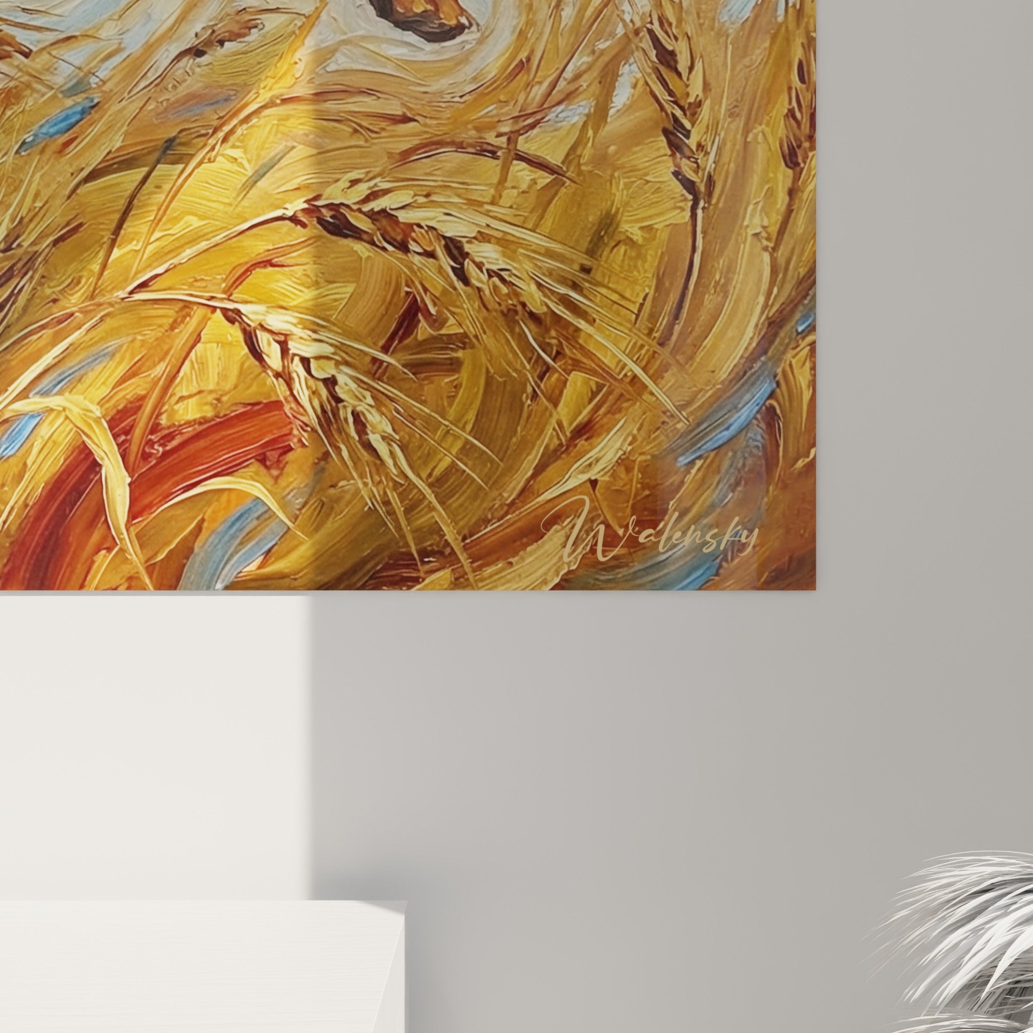 Vue ensemble tableau Vizsla bondissant decoration interieur salon couleurs automnales