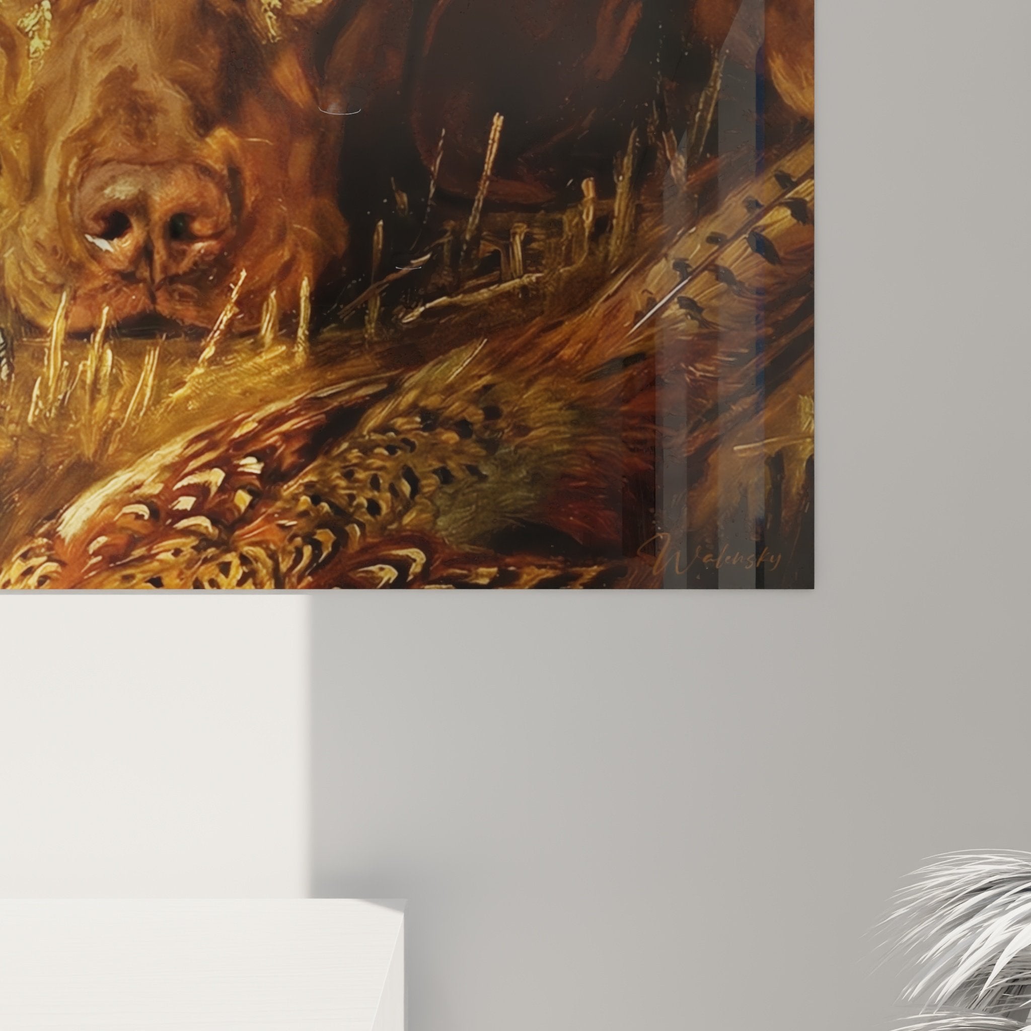 Gesamtansicht Vizsla Gemälde Innenraumdekoration warmer Stil natürliche harmonische Töne