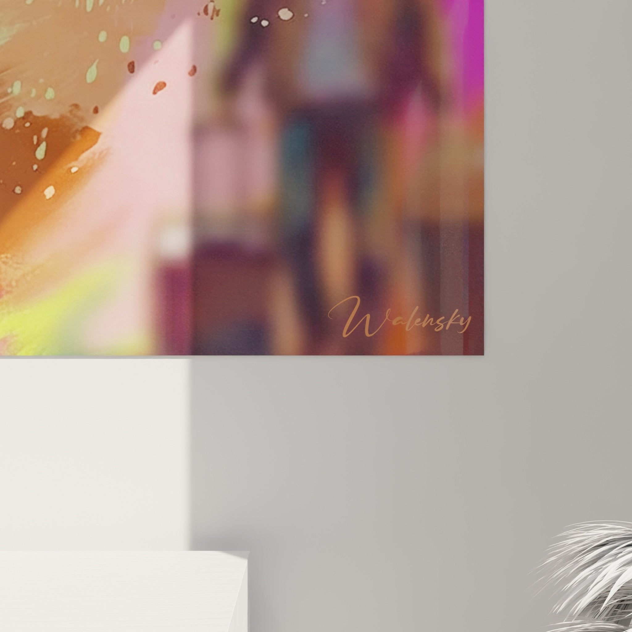 Vue ensemble tableau vizsla bondissant decoration interieur moderne art mural colore