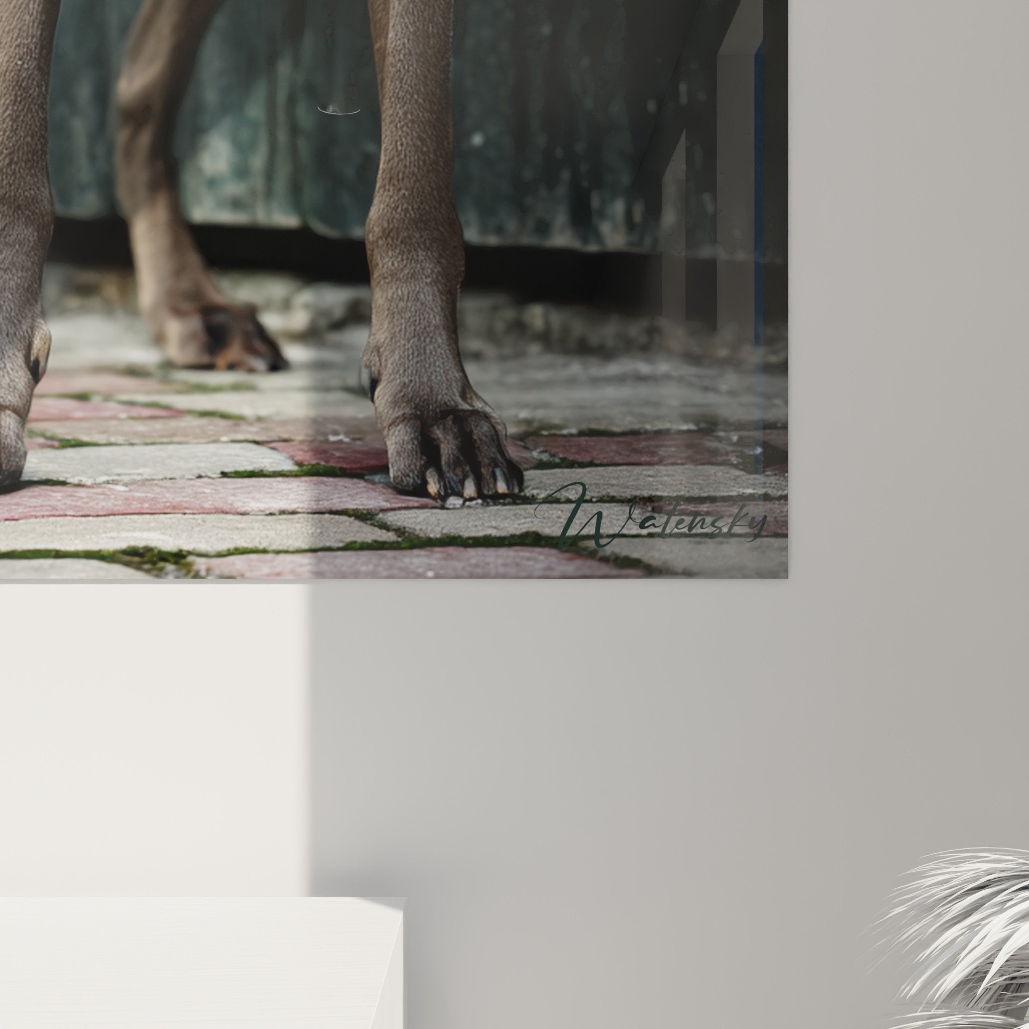 Vue ensemble tableau Weimaraner portrait chien gris, decoration murale salon moderne style contemporain