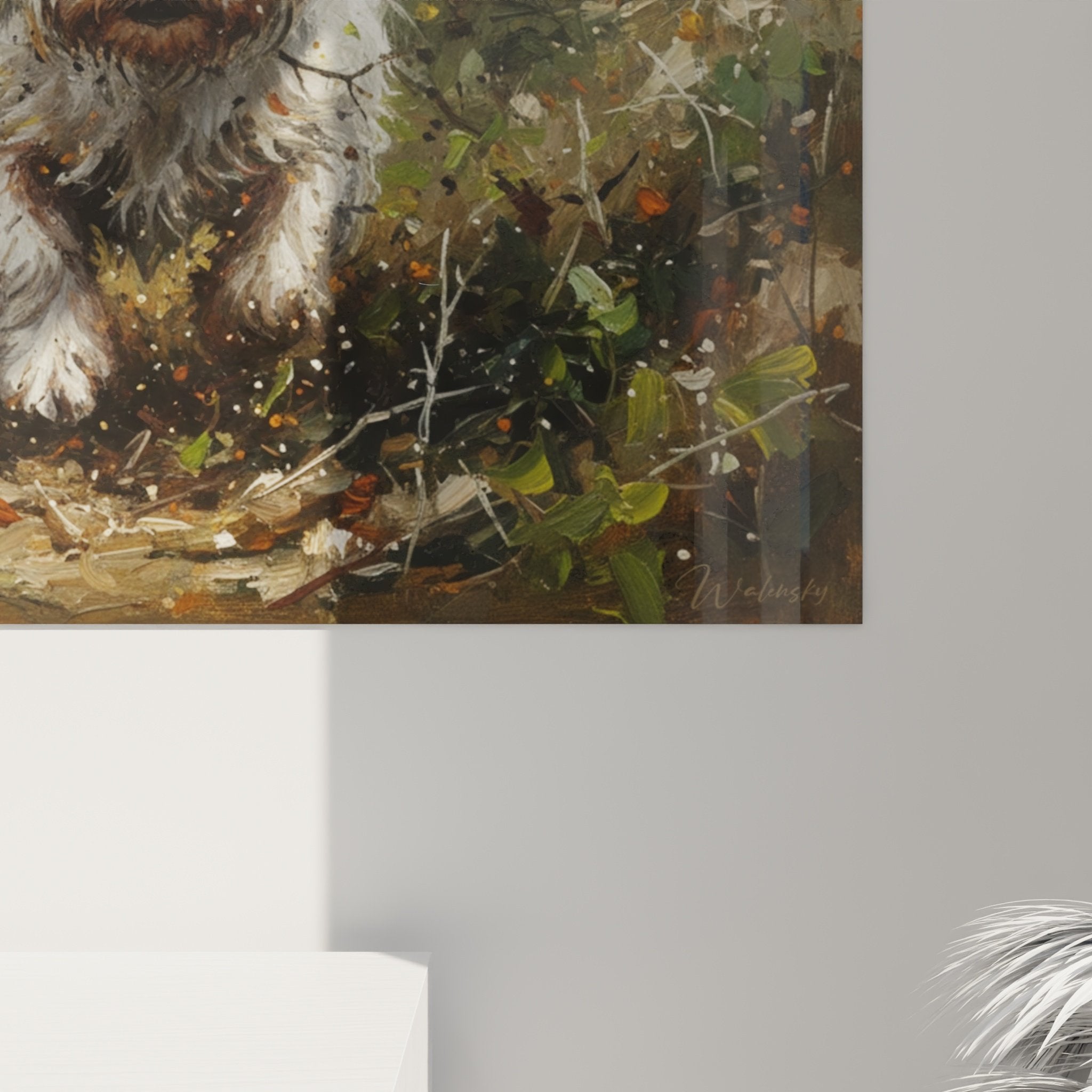 Gesamtansicht Wandbild West Highland Terrier Inneneinrichtung Naturdekoration