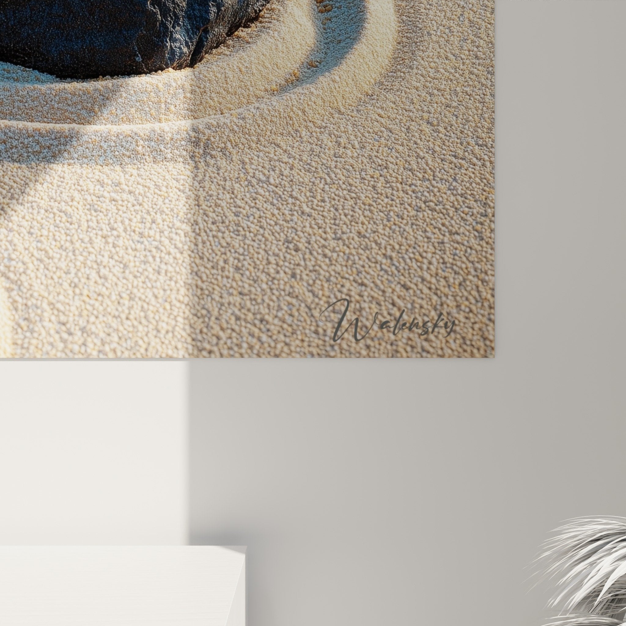 overall view zen artwork stones sand golden spirals natural colors harmony