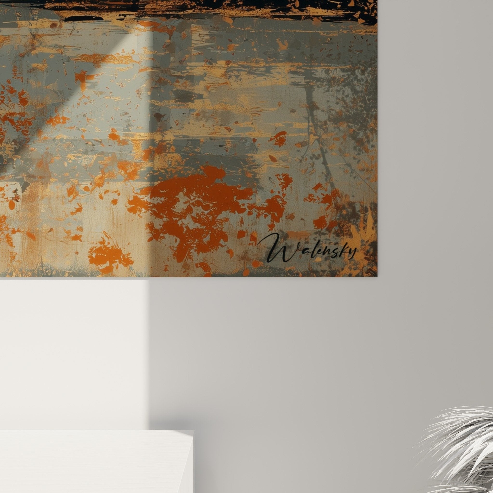 Vue ensemble tableau torii automnal orange accroche murale decoration interieure style japonais contemporain