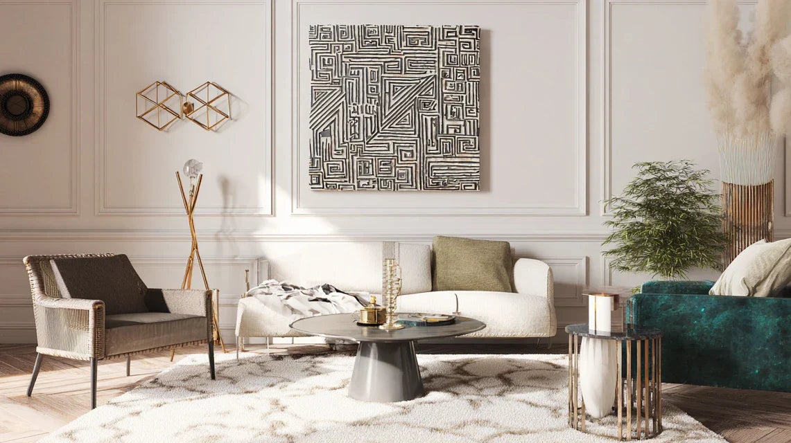 Tableau neutre dans un espace visuellement fort