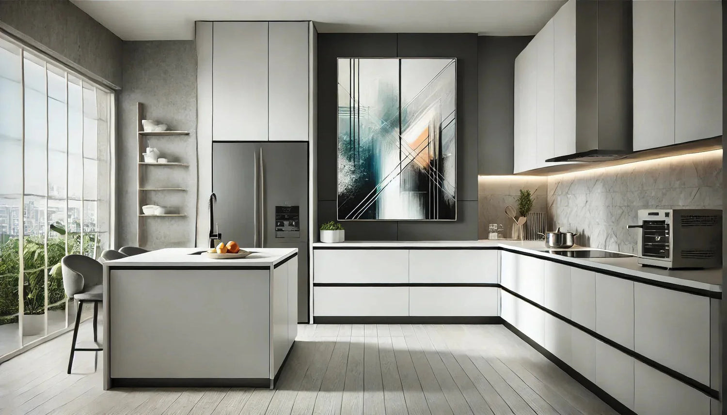 Pourquoi opter pour un tableau abstrait moderne dans une cuisine moderne épurée ?