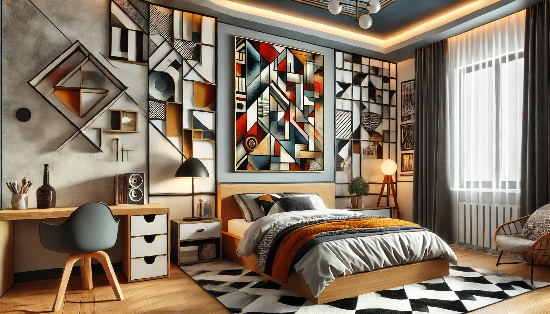 Tableau Cubisme : La Touche Parfaite pour une Chambre d'Adolescent Artistique et Design