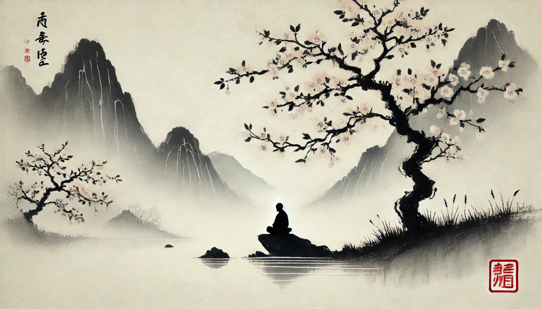 Tableau méditation zen représentant un paysage minimaliste, conçu pour favoriser la contemplation et la pleine conscience.