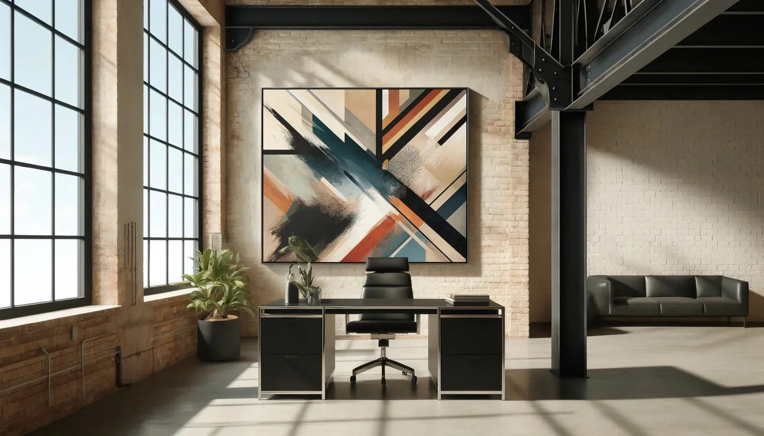 Comment choisir un tableau abstrait moderne pour un bureau design industriel ?