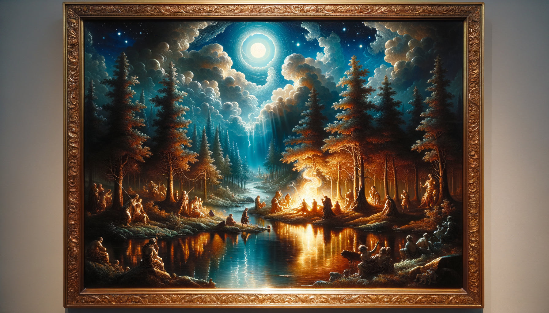 Peinture baroque nocturne miniature sur cuivre dans le style d'Adam Elsheimer, glacis lumineux et clair-obscur, début XVIIe siècle