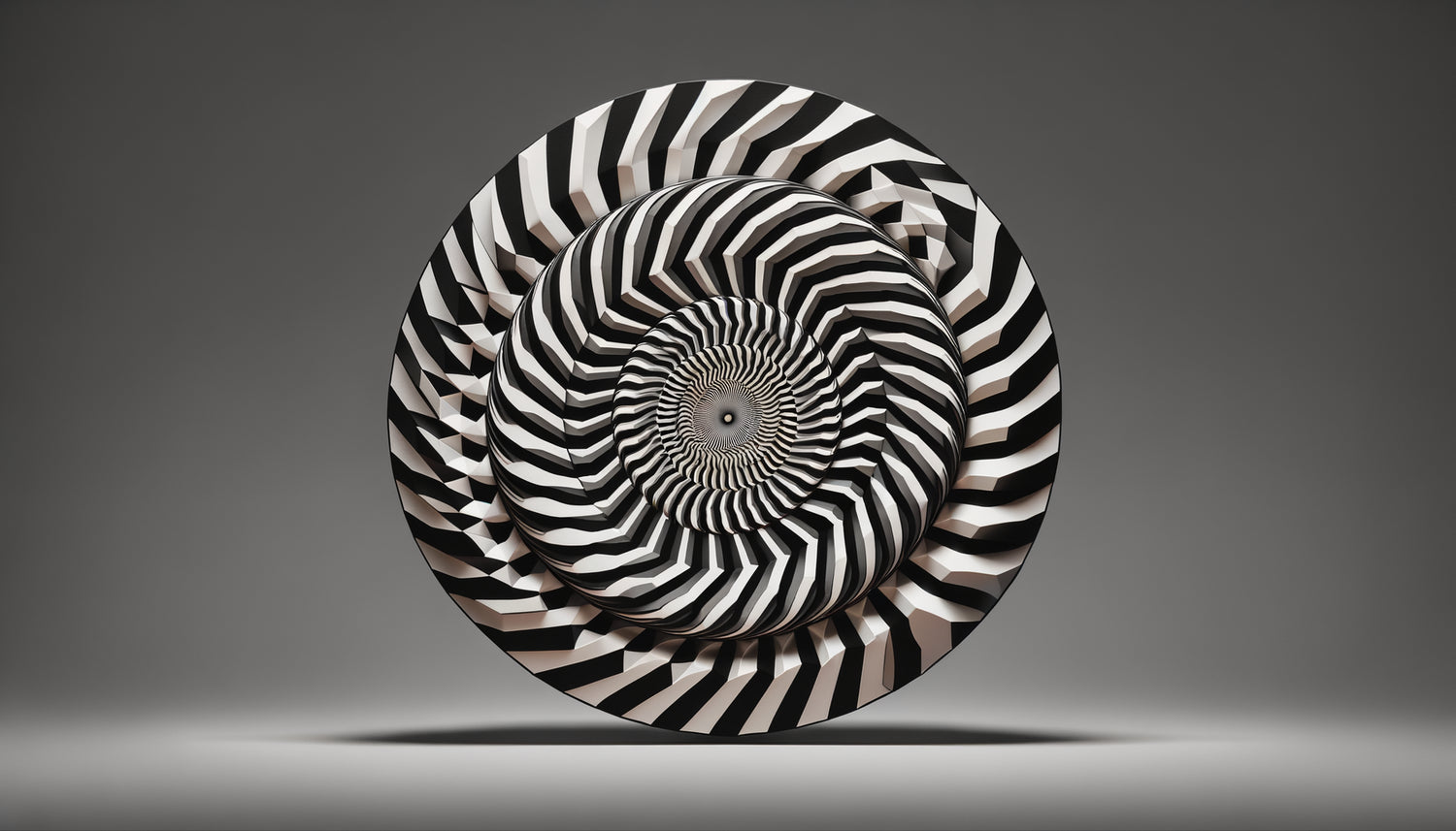 Motif géométrique en noir et blanc à fort contraste circulaire conçu pour générer des images rémanentes colorées