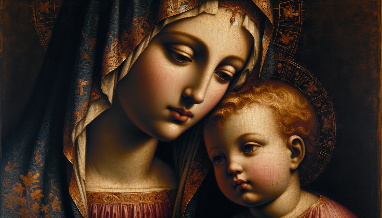 Détail de peinture Renaissance florentine style Andrea del Sarto, technique sfumato et composition pyramidale, 1517