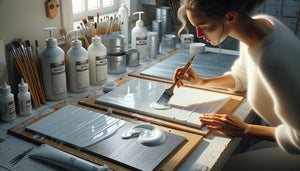 Application professionnelle de gesso sur supports non-poreux : verre, métal et plastique en atelier