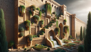 Mur architectural sassanide antique (IIIe-VIIe siècle) avec jardins suspendus intégrés et système d'irrigation sophistiqué en terre cuite