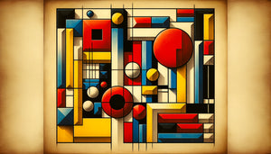 Peinture abstraite géométrique des années 1920, formes pures et couleurs primaires, esthétique non-figurative avant-gardiste