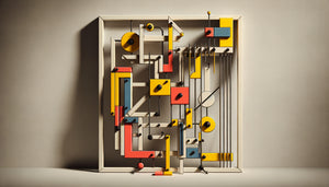 Œuvre Arte Madí avec cadre irrégulier découpé, formes géométriques abstraites colorées, mouvement avant-gardiste argentin 1946