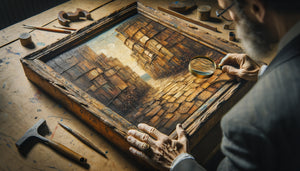 Examen d'expert d'un tableau vintage mid-century : analyse du verso, signature et texture pour authentification