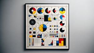 Composition abstraite géométrique Bauhaus années 1920, formes primaires et couleurs systématiques démontrant la méthodologie scientifique de l'école allemande