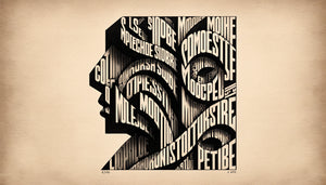 Calligramme noir et blanc d'Apollinaire période 1914-1918, texte poétique formant une image figurative, poésie concrète avant-gardiste