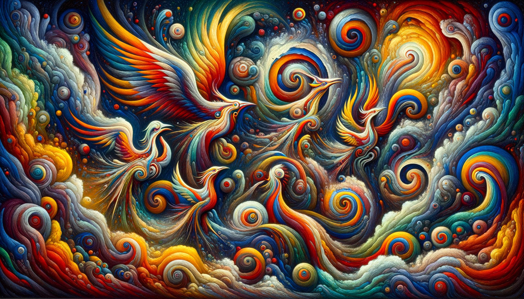 Peinture abstraite fantastique dans le style de Carl-Henning Pedersen, créatures colorées et formes organiques cosmiques, mouvement CoBrA danois