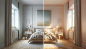 Comparaison chambre enfant en longueur avec tableau horizontal versus vertical pour corriger proportions espace