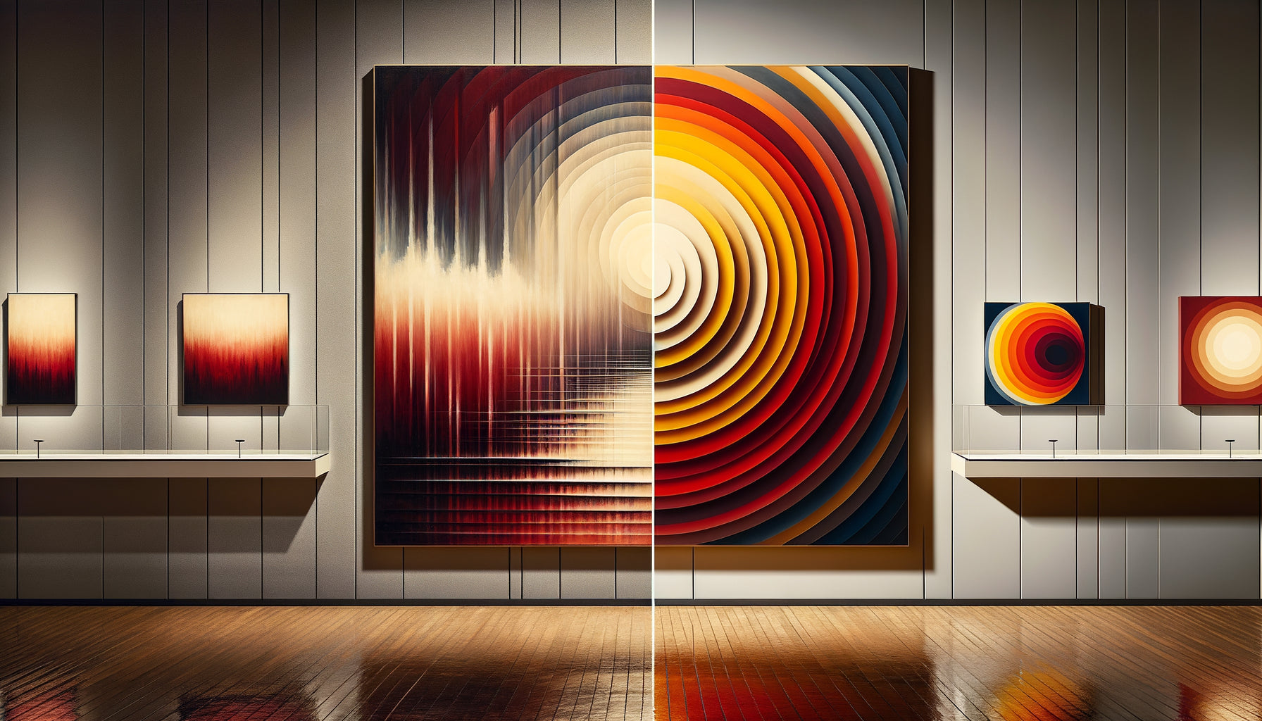 Comparaison visuelle entre Color Field painting de Rothko et abstraction post-picturale géométrique de Noland, années 1950-60