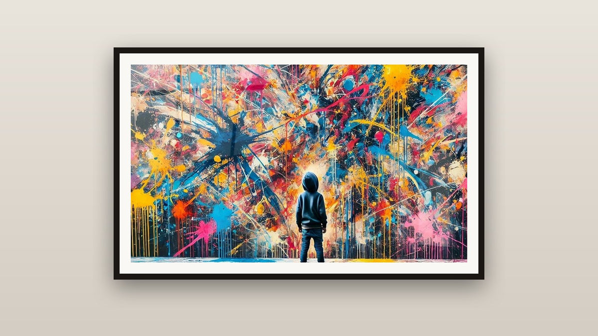 Tableau encadré sur un mur : Éclats de Peinture