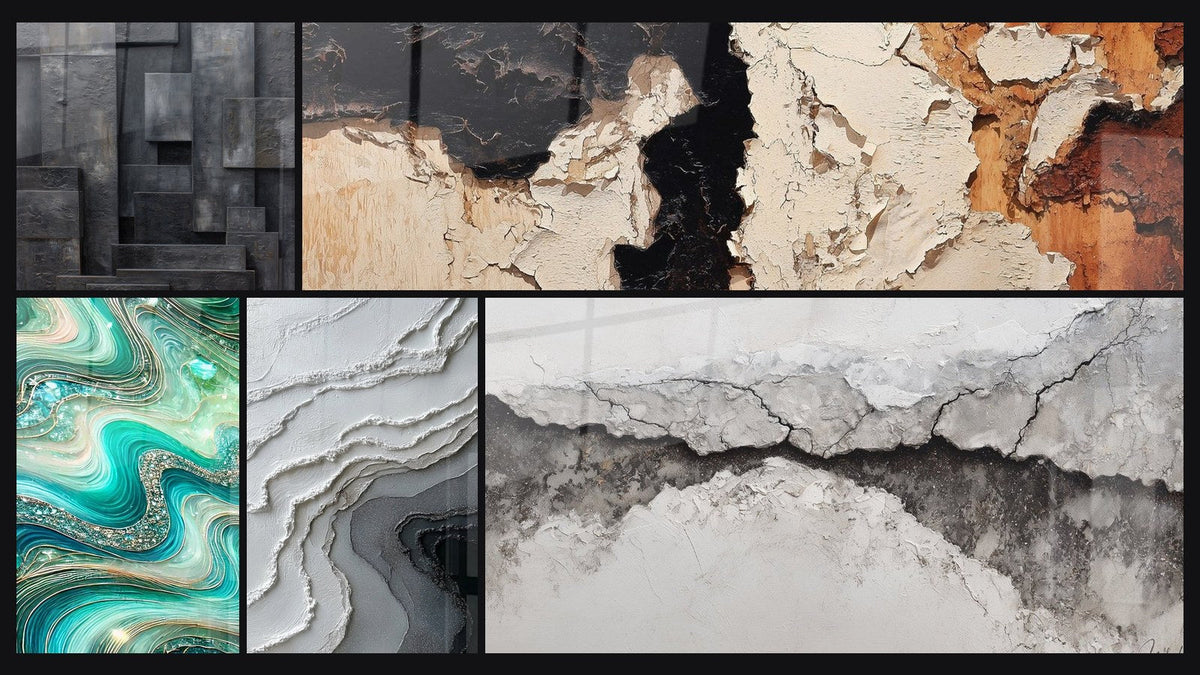 Mosaïque de cinq tableaux, dont Vagues Cristallines