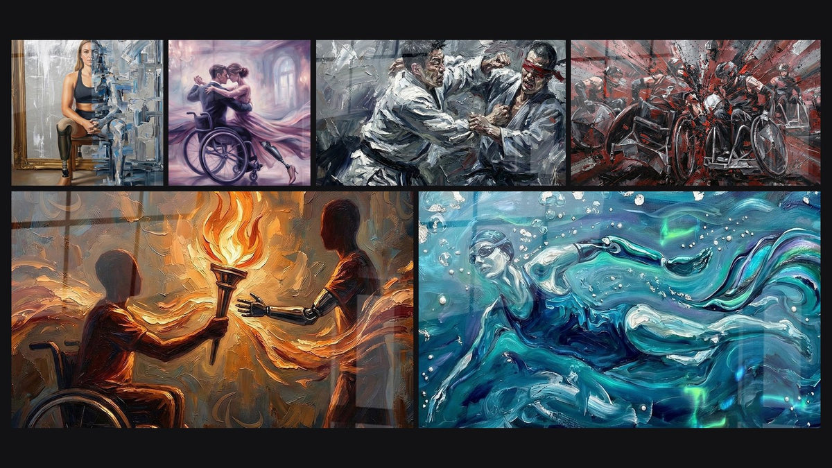 Mosaico de seis cuadros, entre ellos Mujer Deportiva Reflexión, Danza en Silla de Ruedas y Artes Marciales