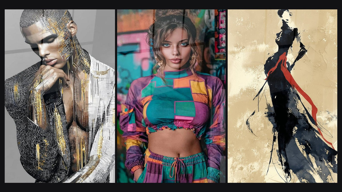 Mosaico de tres cuadros, entre ellos Arte Digital y Arte Urbano