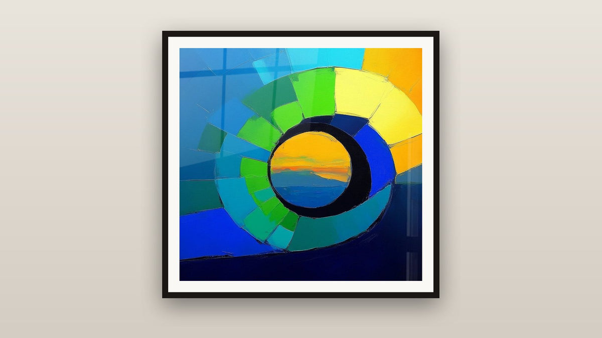 Quadro incorniciato su una parete: A spirale colorata arcobaleno