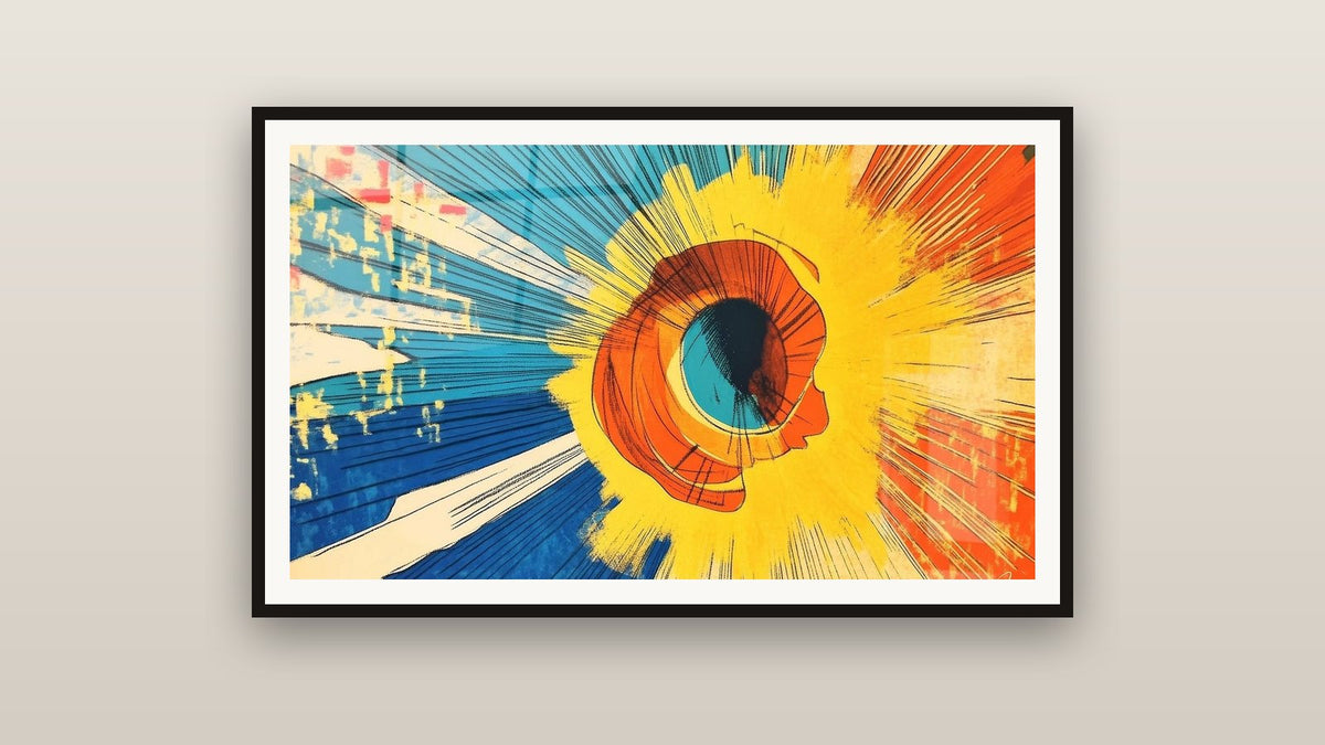 Quadro incorniciato su una parete: Esplosione solare colorata di