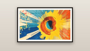Cuadro enmarcado en una pared: Explosión solar colorida