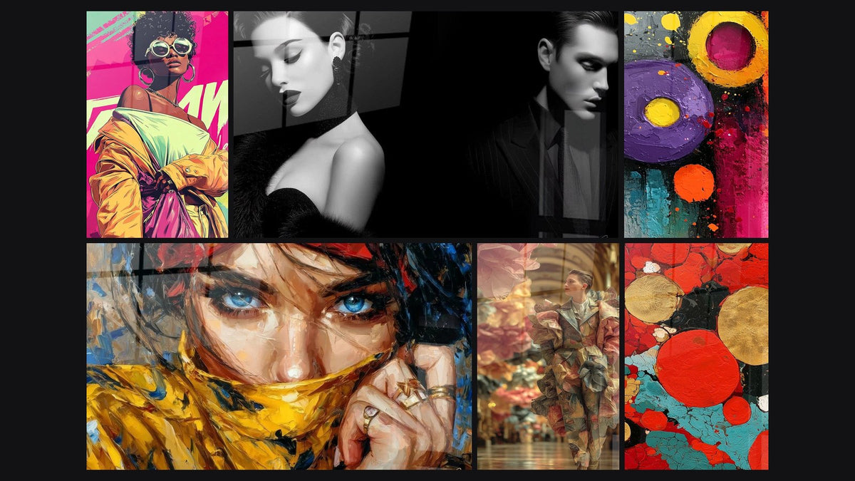 Mosaico de seis cuadros, entre ellos Mujer Afro, Moda y Ojos Azules