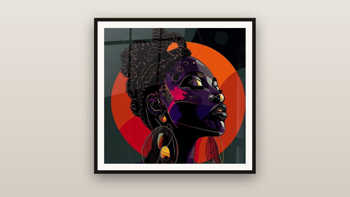Quadro incorniciato su una parete: Donna africana Splendore del tramonto