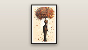 Cuadro enmarcado en una pared: Mujer Africana Otoño