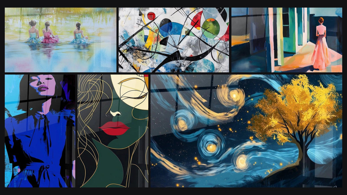 Mosaïque de six tableaux, dont Inspiré par Tête de Amedeo Modigliani N°2